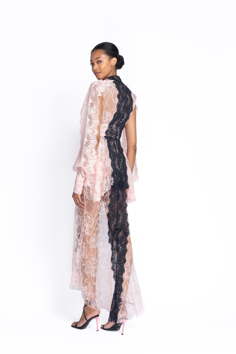 Peony Chantilly Lace Peplum Dress with Onyx Lace Trim 4