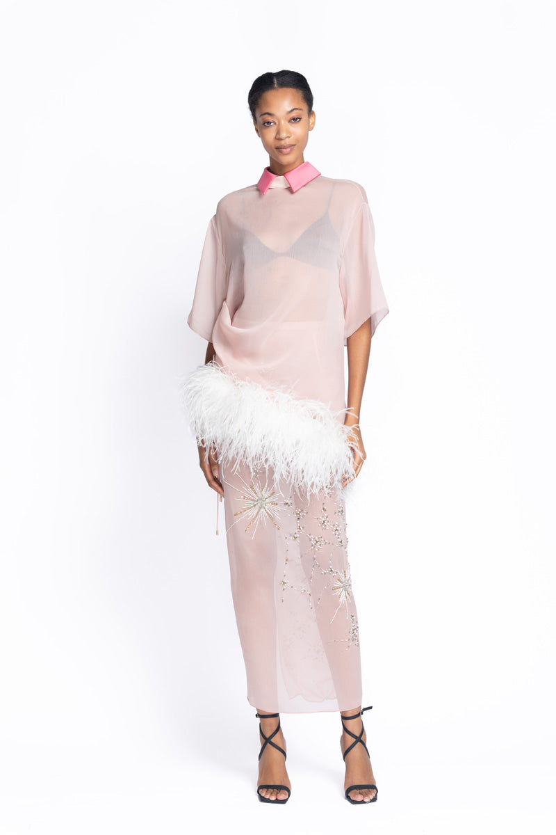 Primrose Sheer Crepe Tunic with Feathered Hem 2