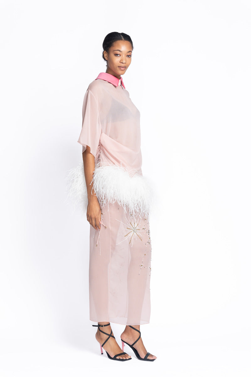 Primrose Sheer Crepe Tunic with Feathered Hem 3