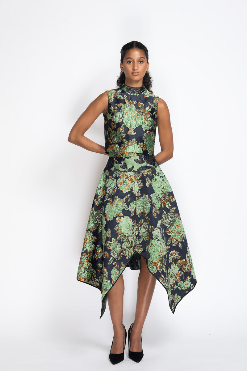 Gilded Grove Jacquard High Neck Top 1