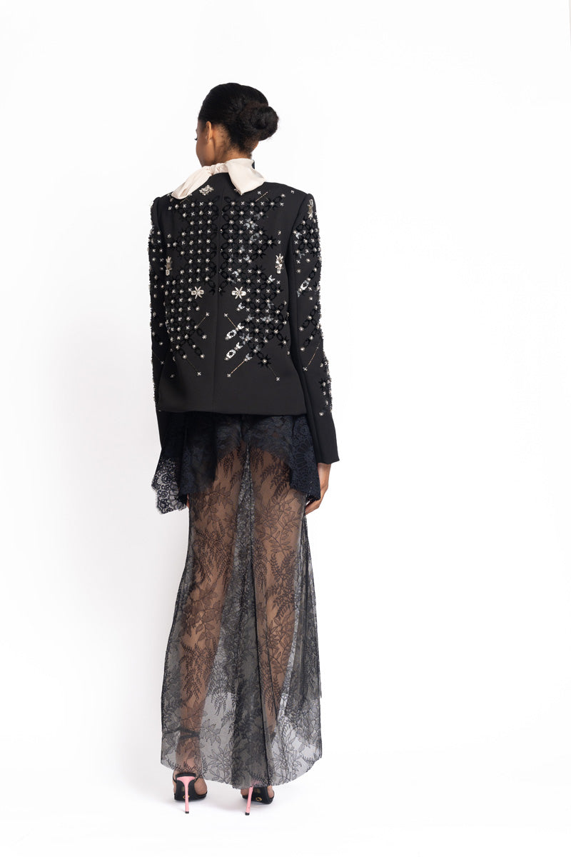 Stella Embroidered Onyx Cady Jacket 5