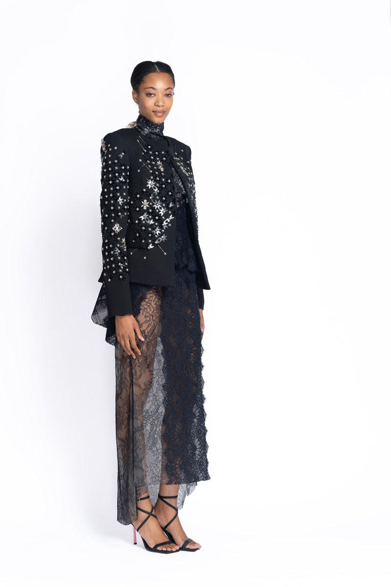 Stella Embroidered Onyx Cady Jacket 3