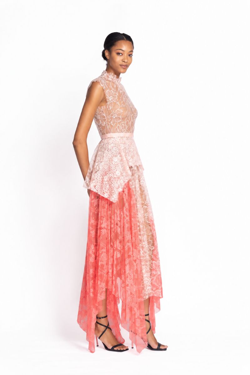 Peony and Hibiscus Chantilly Lace Skirt 3