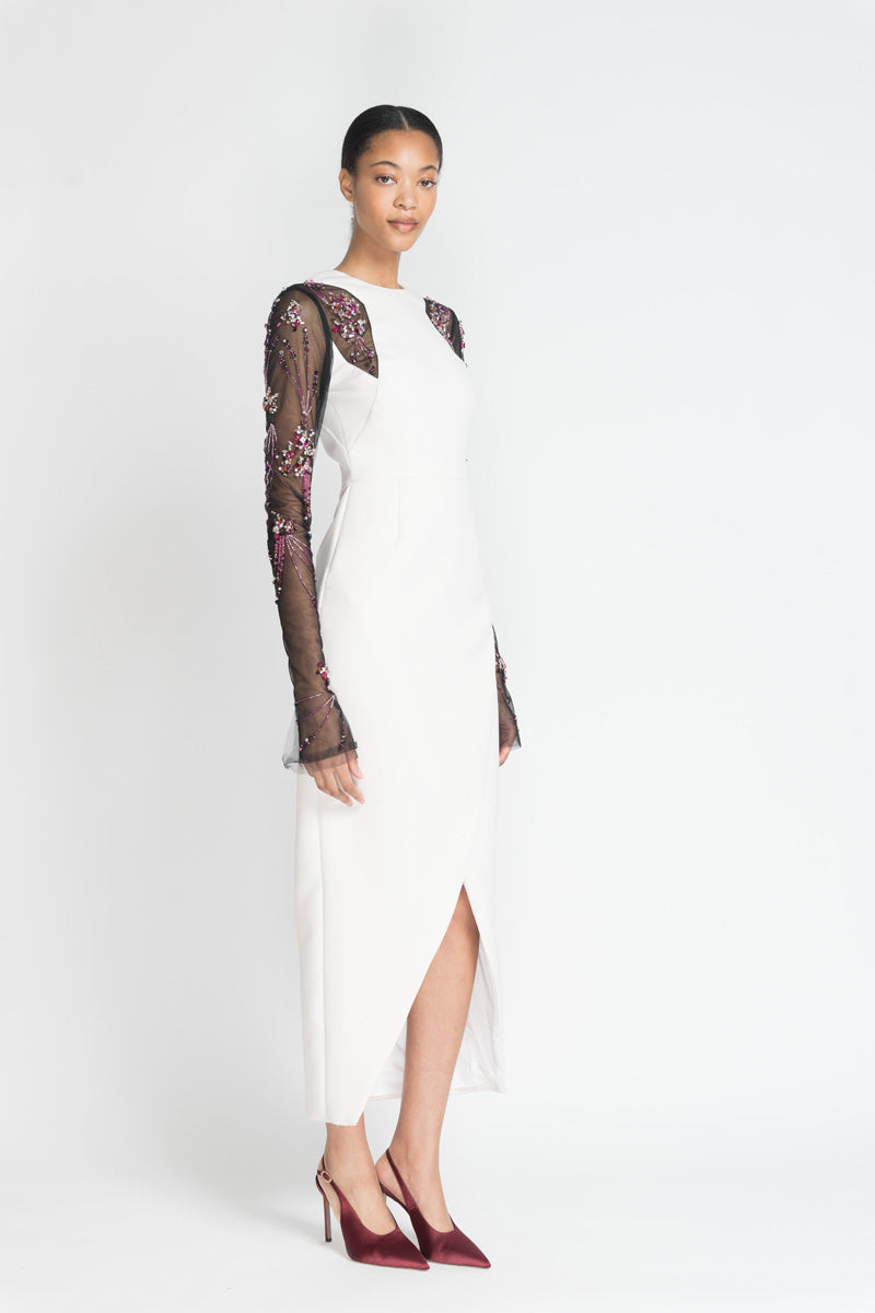 Ivory Cady Dress With Preciosa Crystals Jhoti Embroidery 3