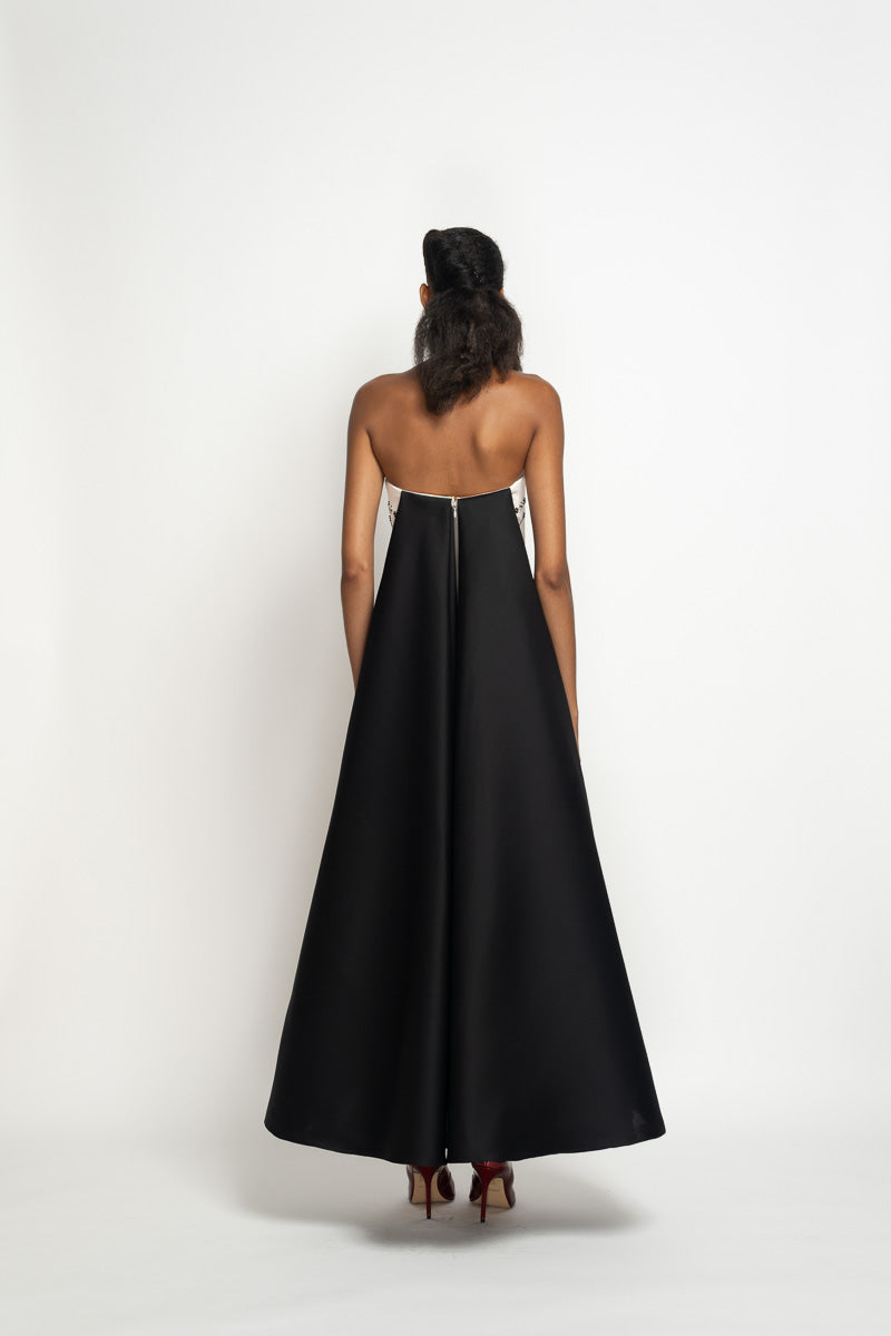 Alabaster Cady Dress with Onyx Train and Alpana Embroidery 5