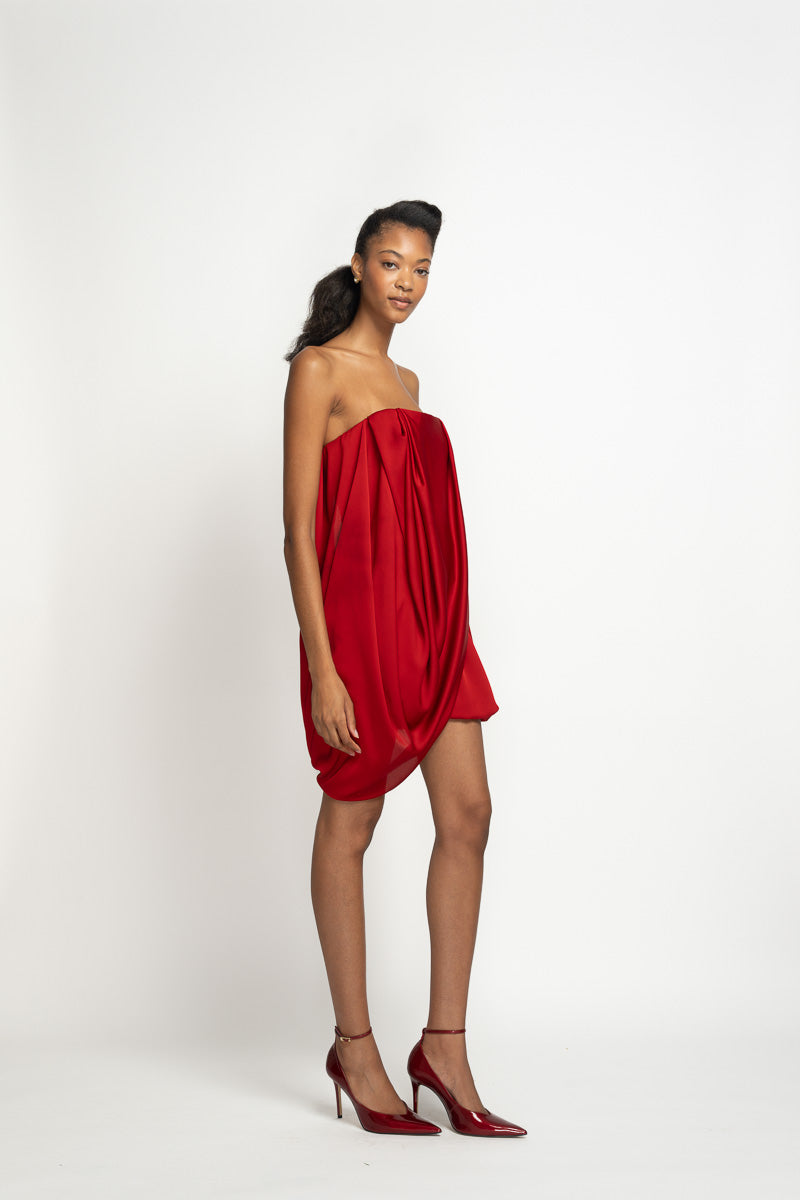 Sindoor Satin Crepe Mini Sari Dress 3