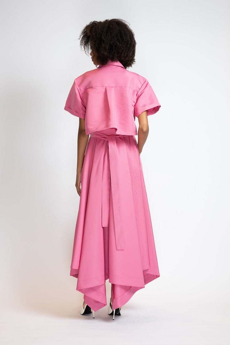 Camellia Faille Rose Trench Dress 6
