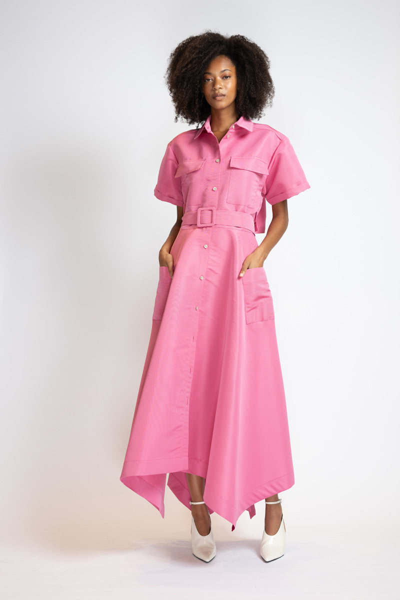 Camellia Faille Rose Trench Dress 2