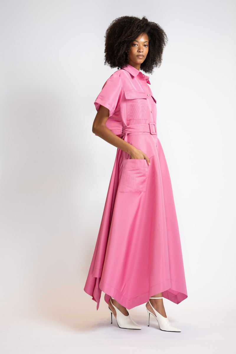 Camellia Faille Rose Trench Dress 4