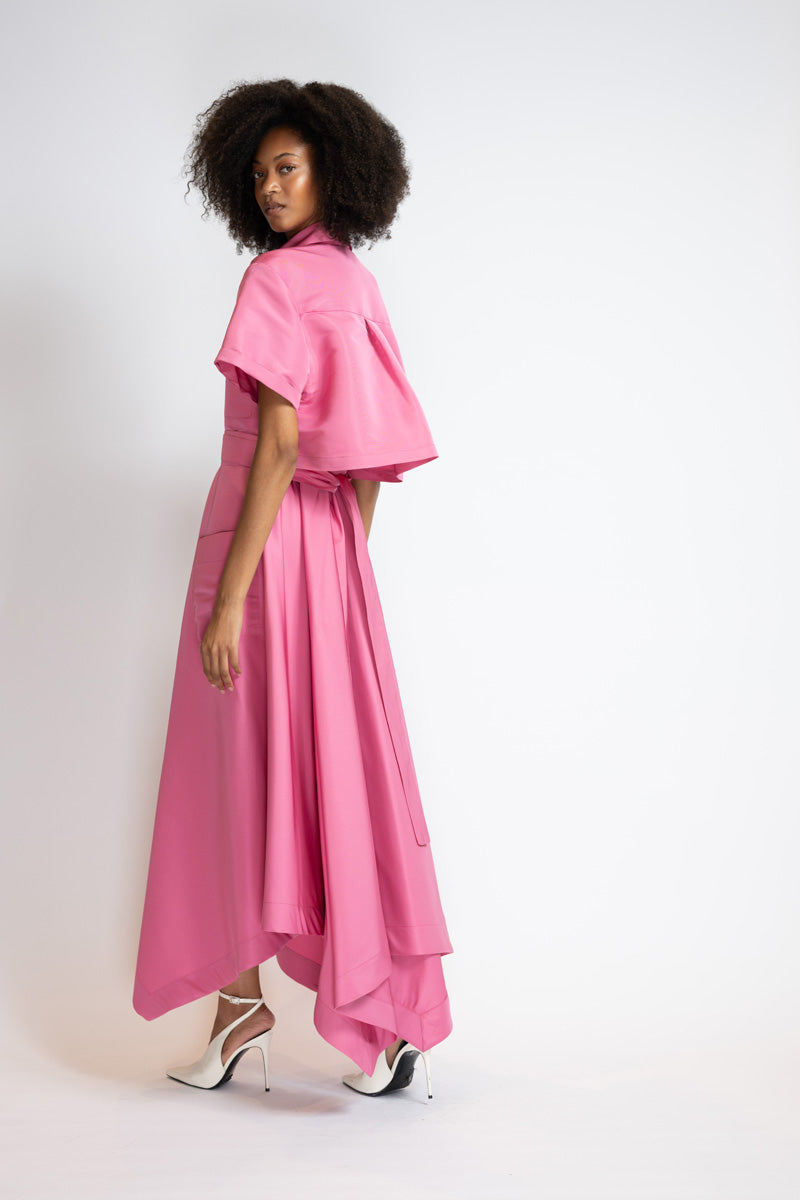 Camellia Faille Rose Trench Dress 5