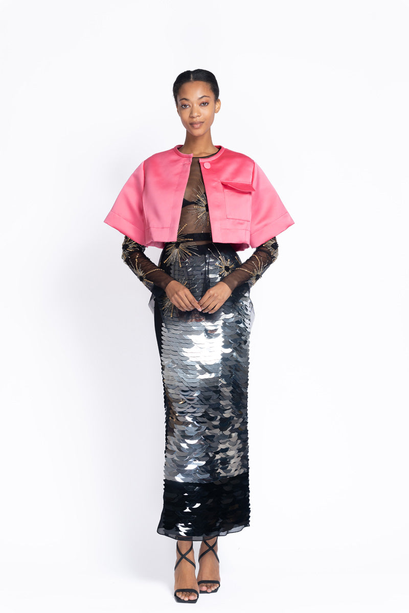 Rose Double Duchess Cropped Jacket 2