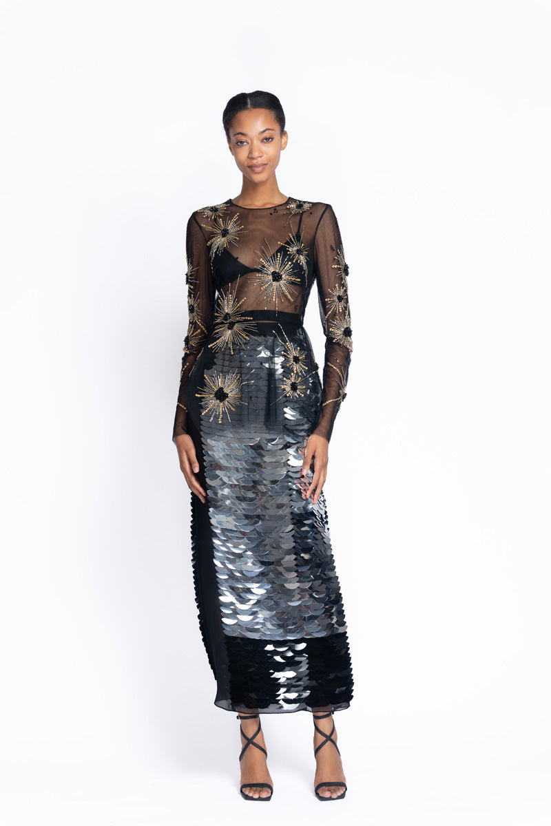 Solares Embroidered Onyx Tulle Top 2