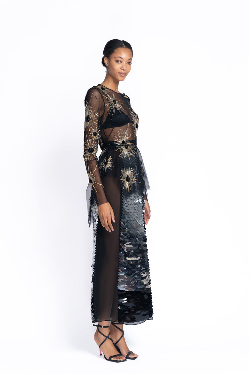 Solares Embroidered Onyx Tulle Top 3