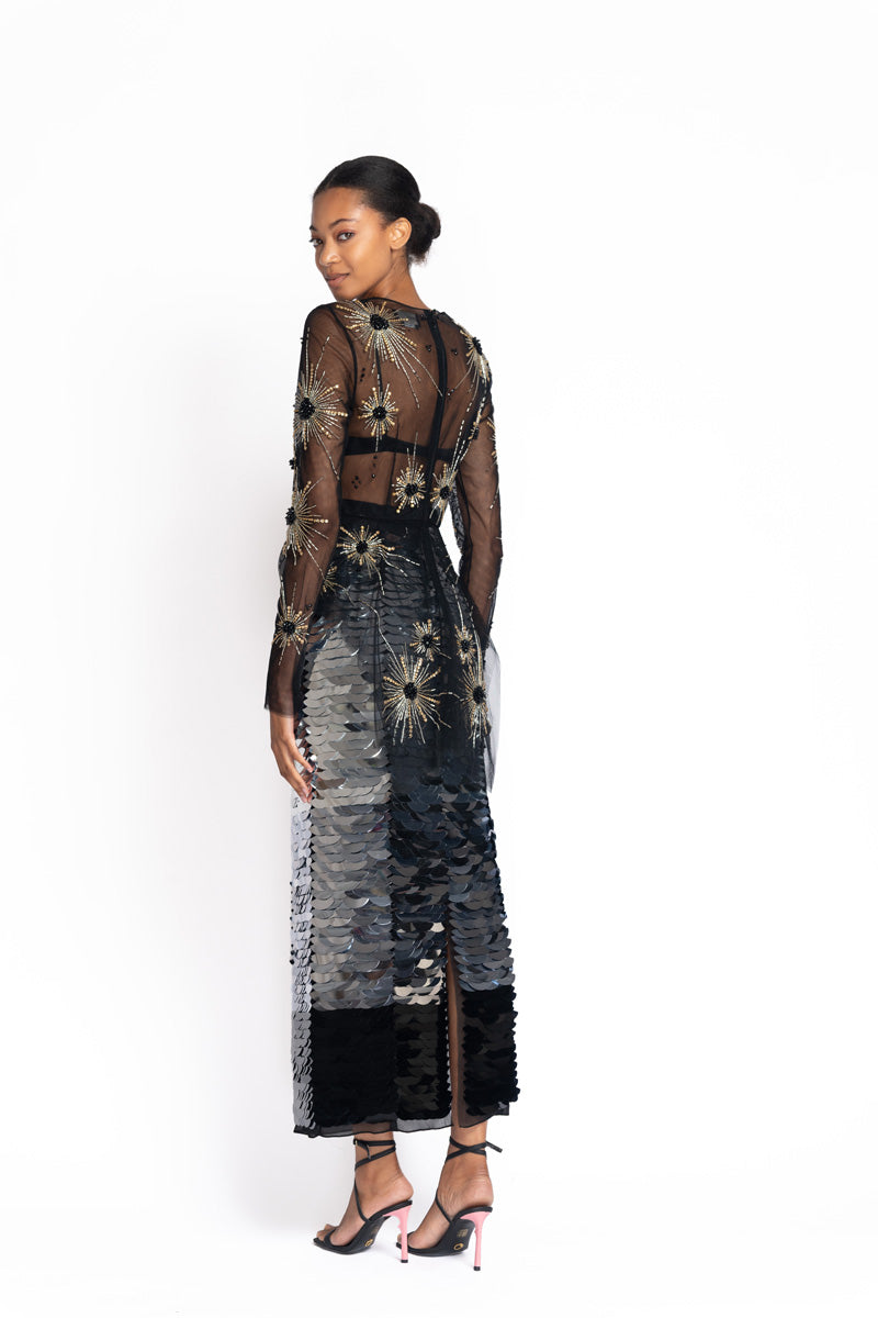 Solares Embroidered Onyx Tulle Top 4