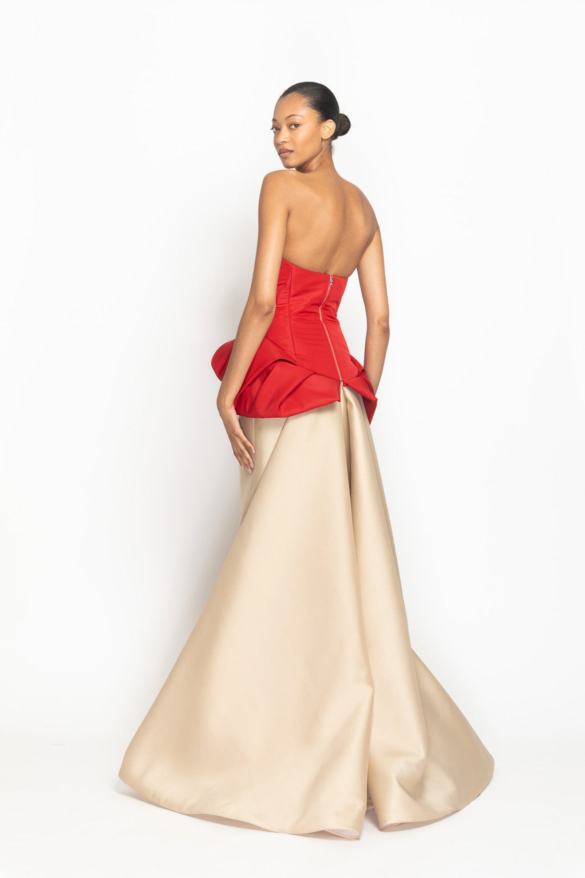 Almond Gazaar Column Skirt with Train Side Two