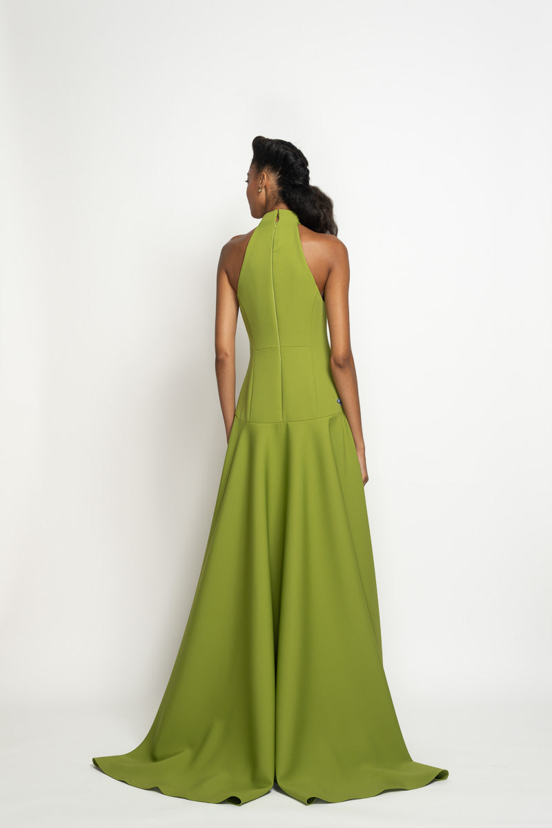 Olive Cady Halterneck Gown with Lata Embroidery 5