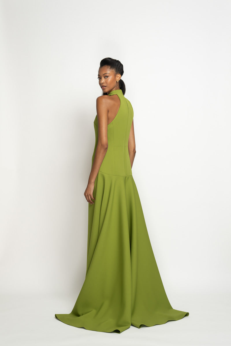 Olive Cady Halterneck Gown with Lata Embroidery 4