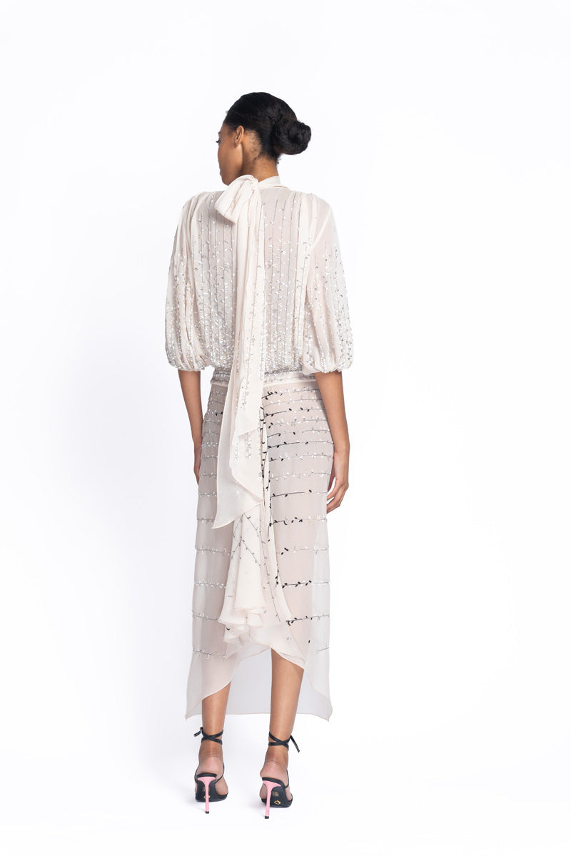 Tuscan Embroidered Carrara Chiffon Dress 5