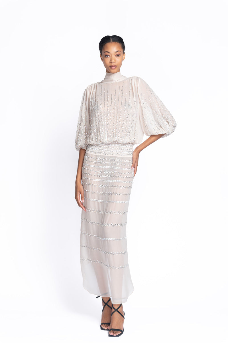 Tuscan Embroidered Carrara Chiffon Dress 2