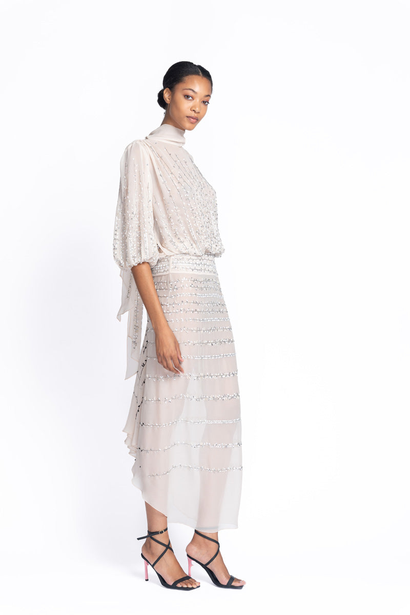 Tuscan Embroidered Carrara Chiffon Dress 3