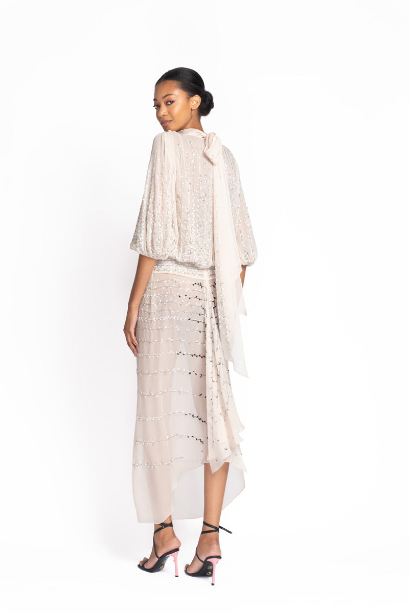 Tuscan Embroidered Carrara Chiffon Dress 4