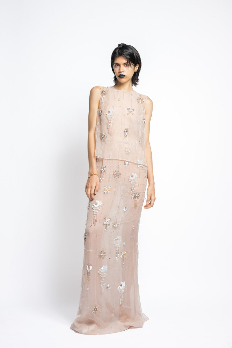 Crystal Lattice Embroidery Organza Halter Gown With Matching Tank Top 3