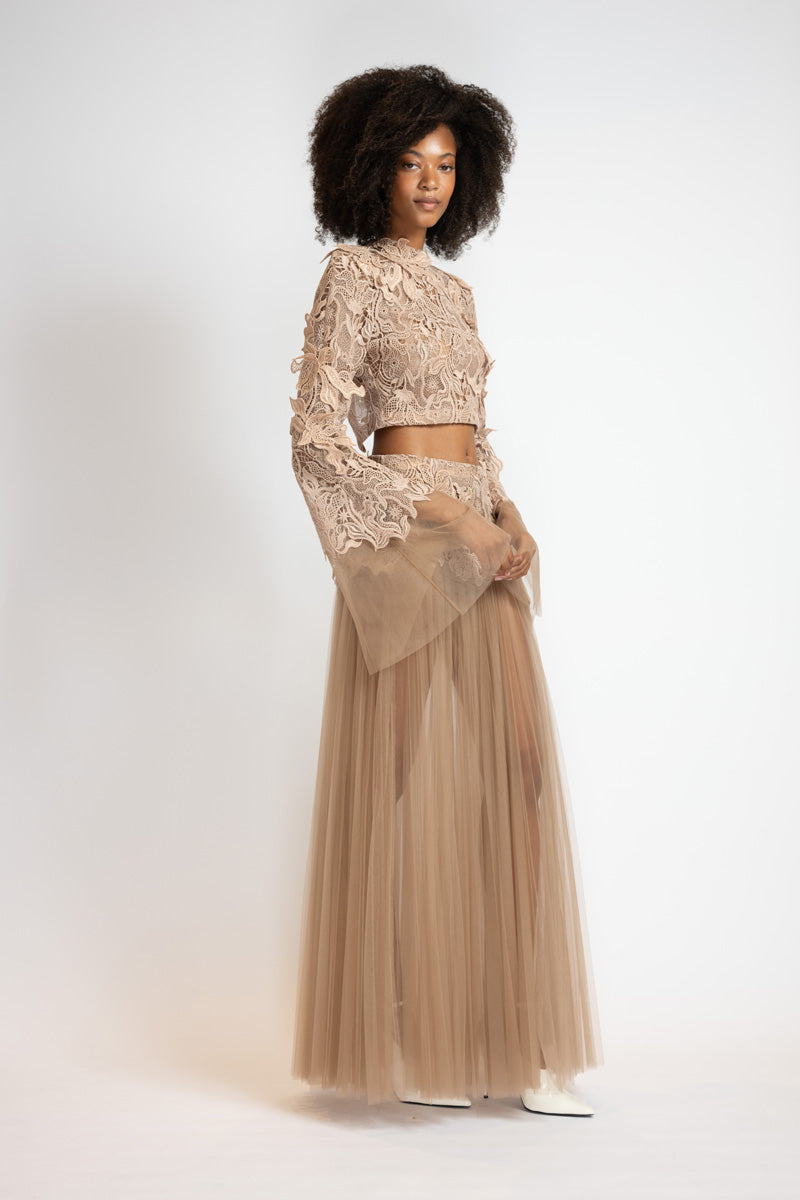 Dropped Waist Lehenga Pleated Skirt 5