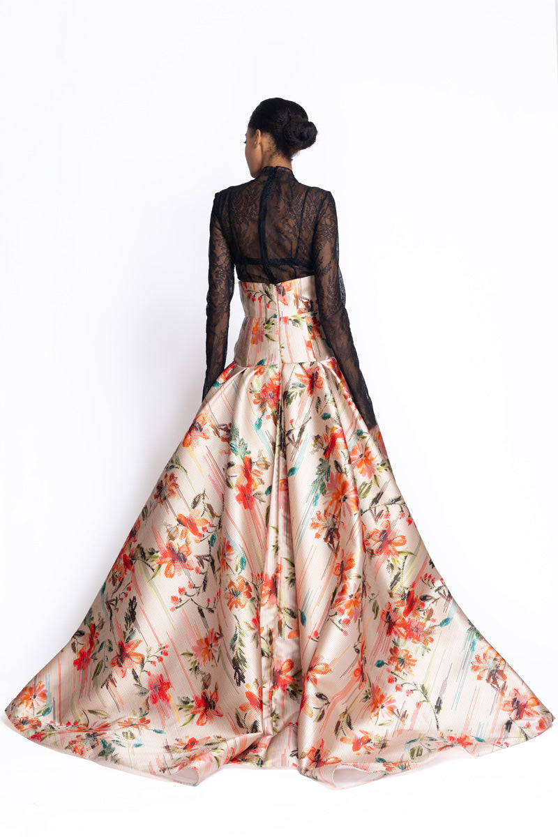 Luisa Print Mikado Corset Ball Skirt 5