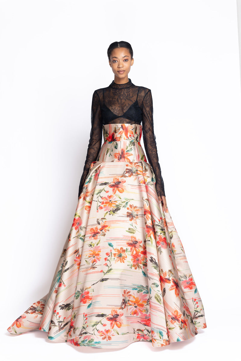 Luisa Print Mikado Corset Ball Skirt 2