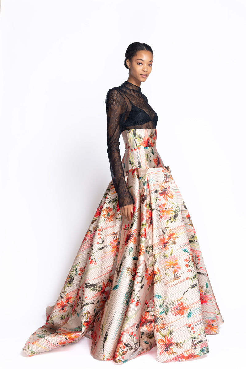 Luisa Print Mikado Corset Ball Skirt 3