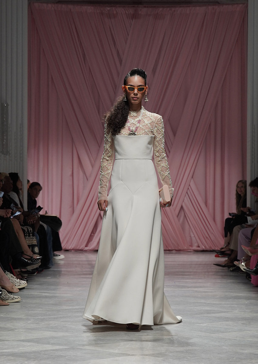 Stone Cady and Tulle Gown with Sitara Embroidery Bodice 1