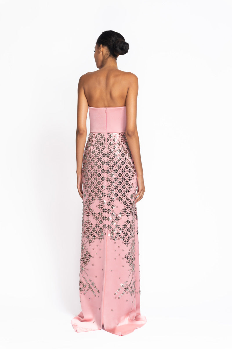 Stella Embroidered Primrose Strapless Gown 5