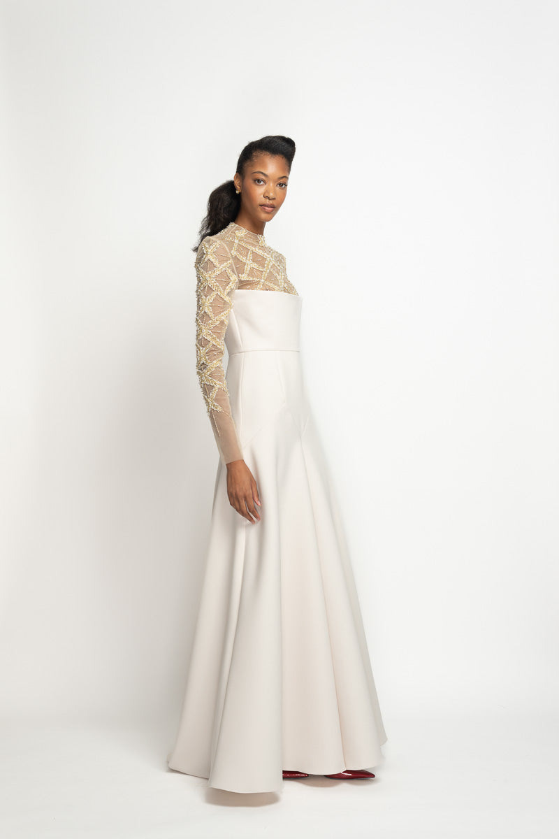 Stone Cady and Tulle Gown with Sitara Embroidery Bodice 3