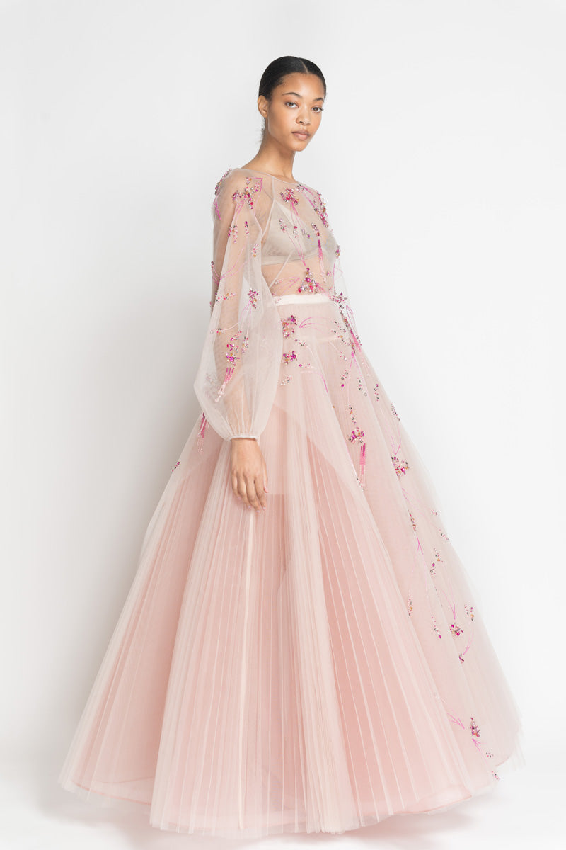 Preciosa Jhoti Embroidery Tulle Ball Gown With Pleated Skirt 3