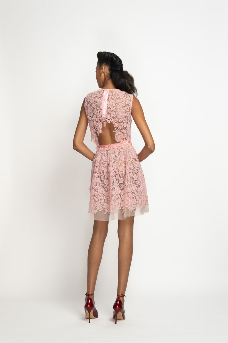 Blossom Pink Smita Lace Cropped Top 5