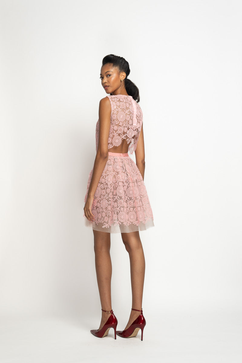 Blossom Pink Smita Lace Cropped Top 4