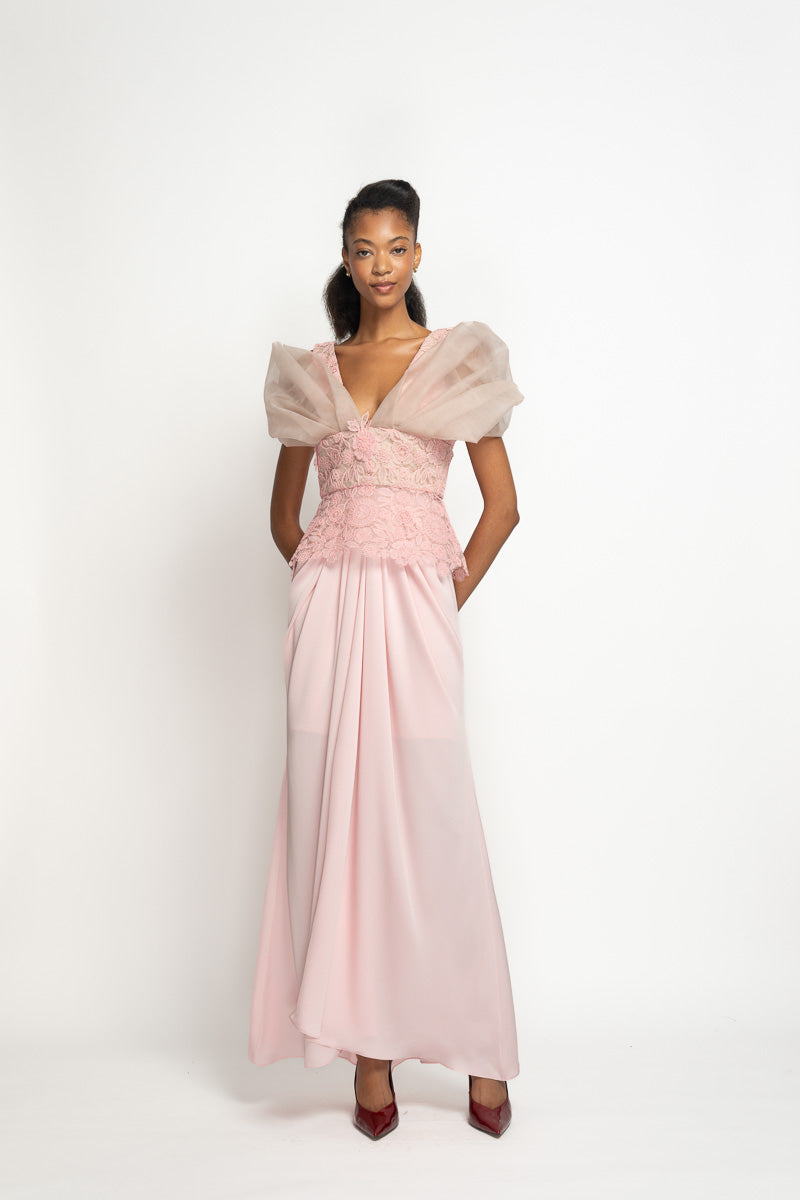 Blossom Pink Satin Crepe Sari Skirt 1