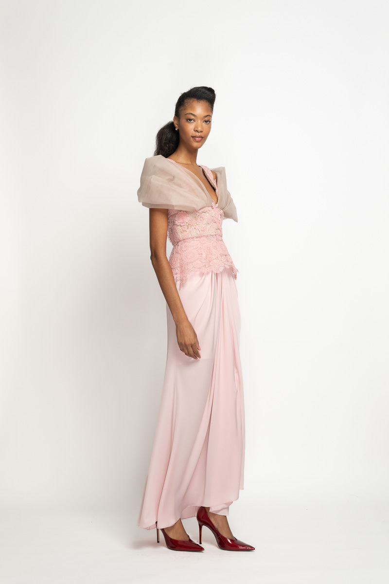 Blossom Pink Satin Crepe Sari Skirt 2