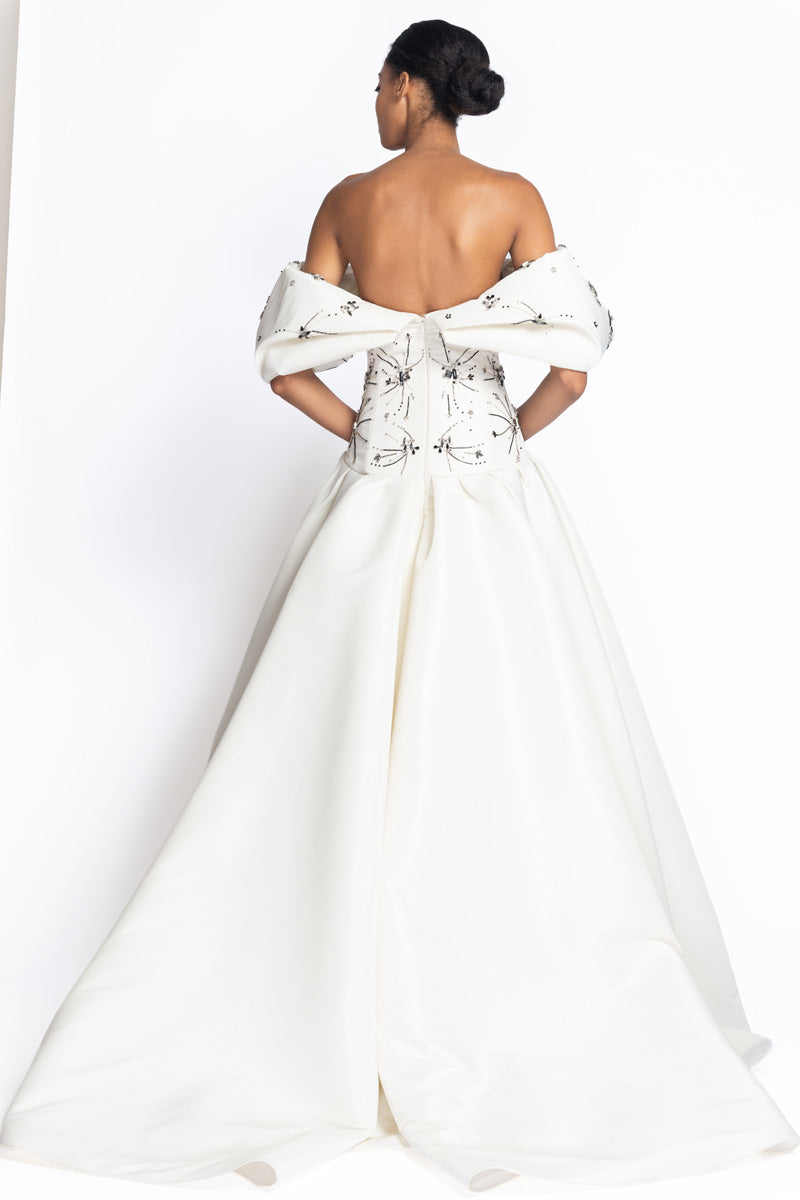 Gemma Embroidered Ivory Faille Sposa Gown 5