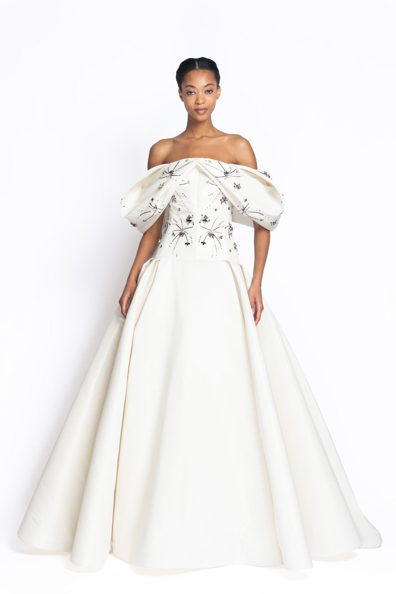 Gemma Embroidered Ivory Faille Sposa Gown 2