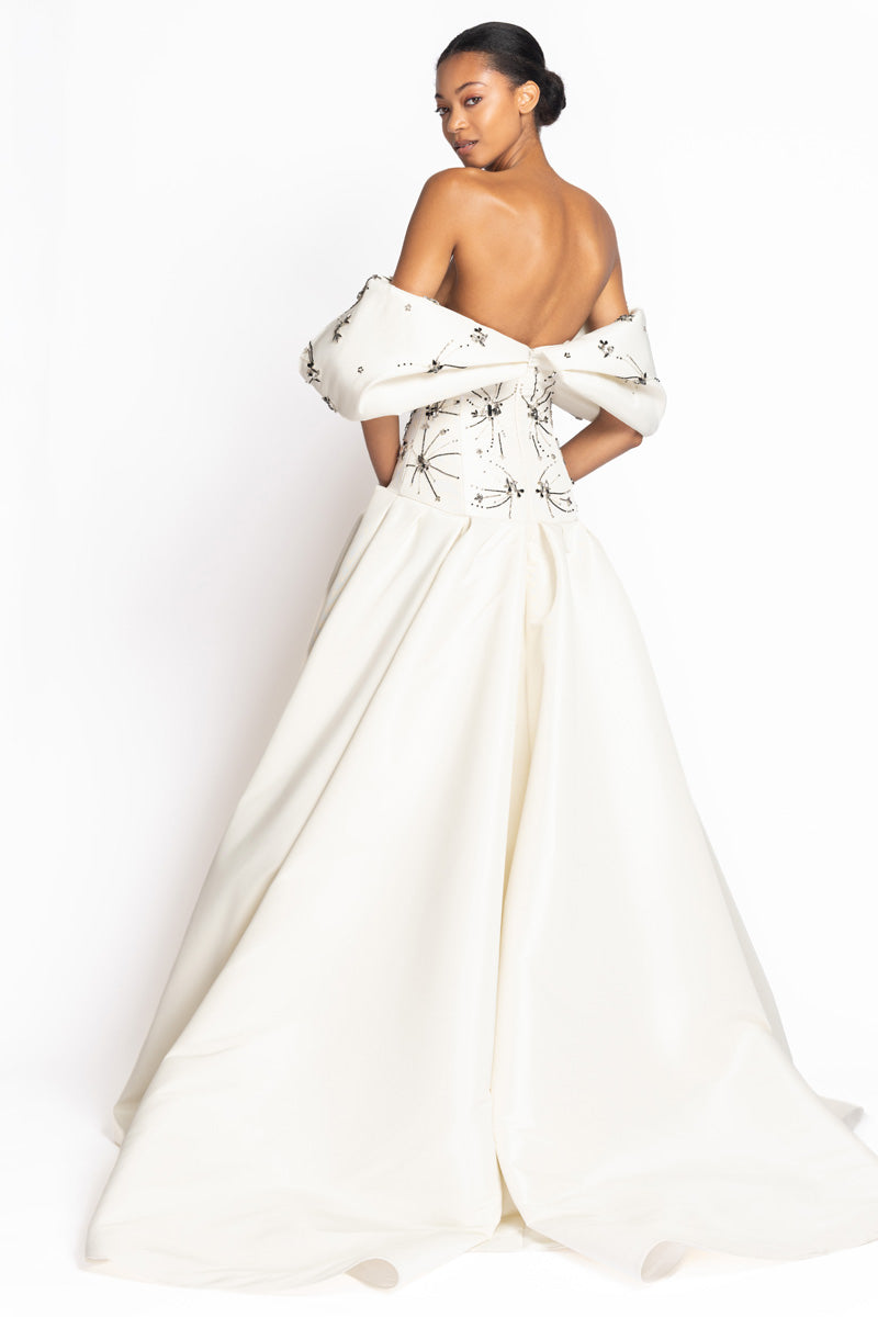 Gemma Embroidered Ivory Faille Sposa Gown 4