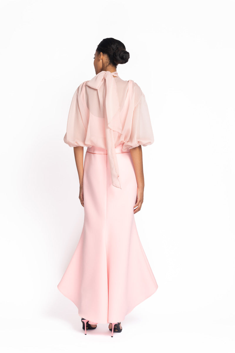 Primrose Crepe And Peony Cady Dress with Chantilly Lace Applique 4