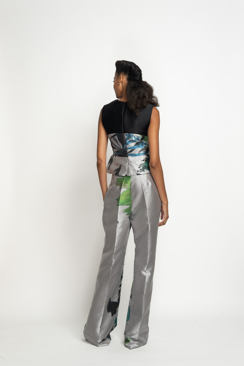 Silver and Green Lata Printed Barathea Top 5