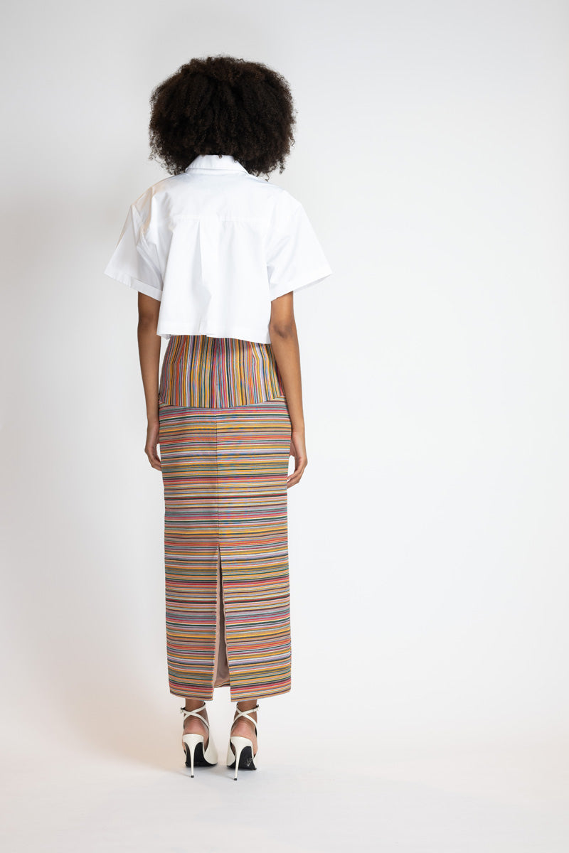 Mashru Jacquard Pencil Skirt With High Waistband 12