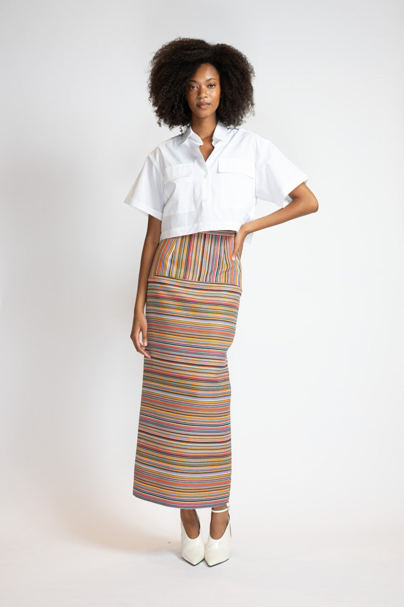 Mashru Jacquard Pencil Skirt With High Waistband 1
