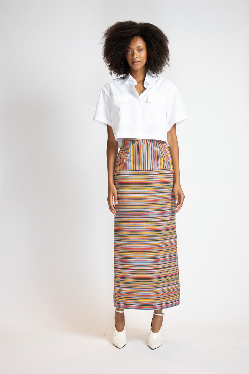 Mashru Jacquard Pencil Skirt With High Waistband 2
