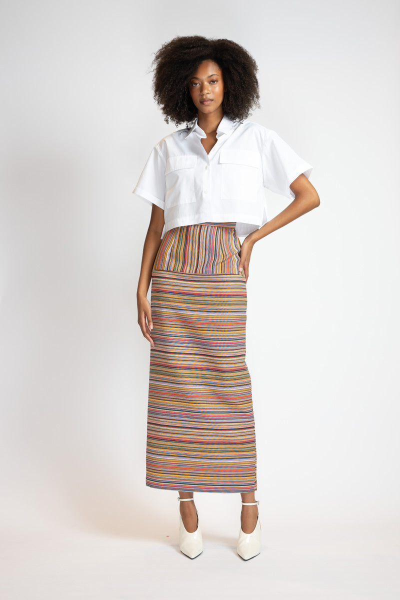 Mashru Jacquard Pencil Skirt With High Waistband 3