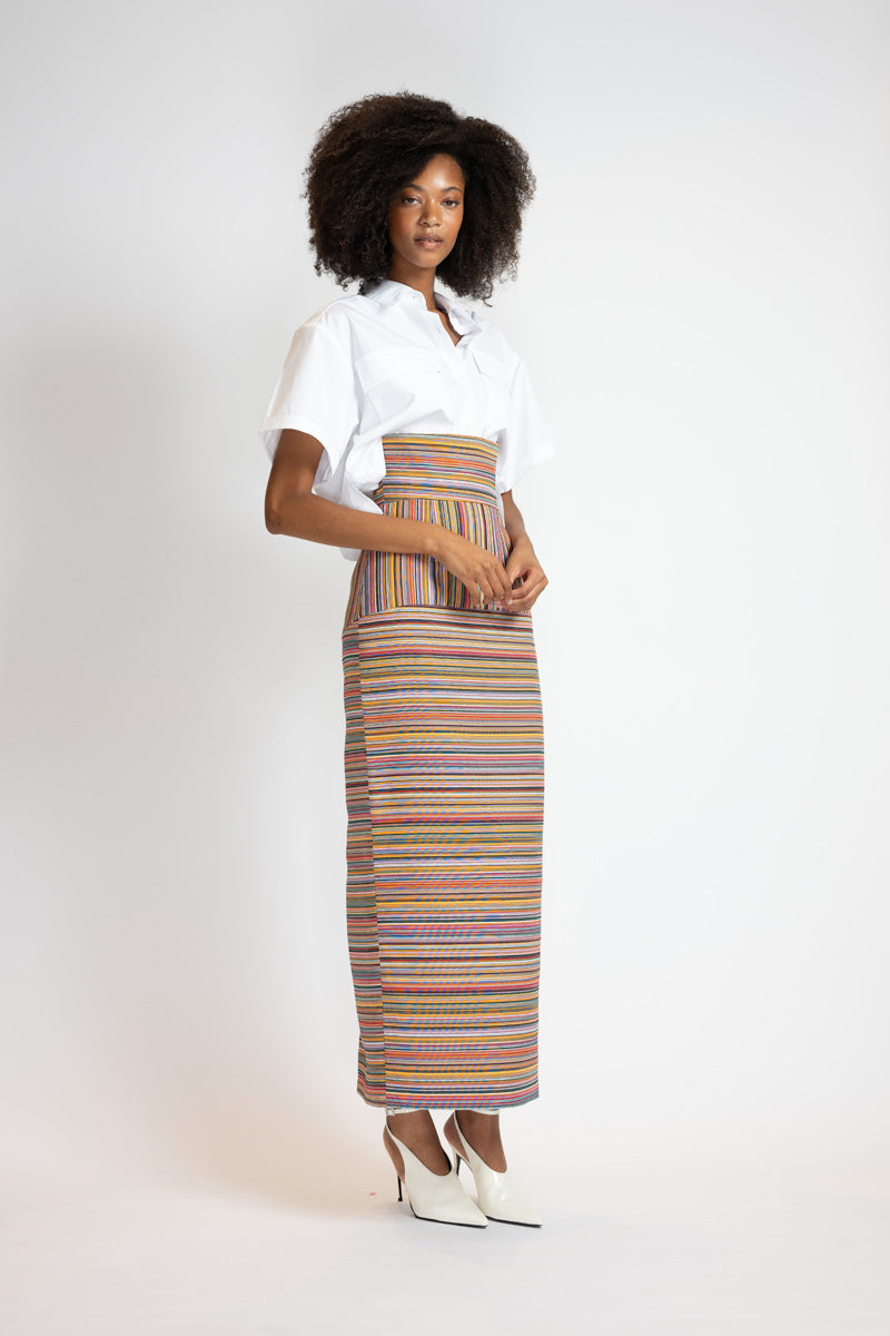 Mashru Jacquard Pencil Skirt With High Waistband 4