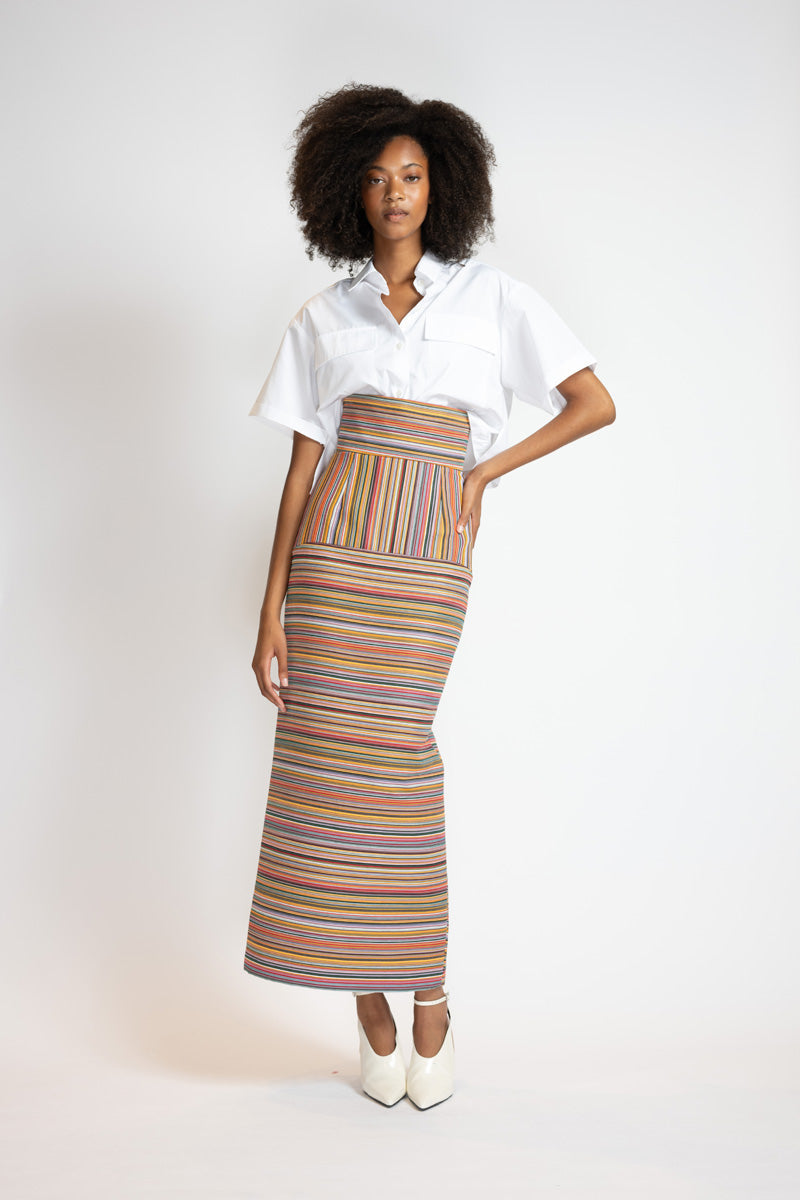 Mashru Jacquard Pencil Skirt With High Waistband 5