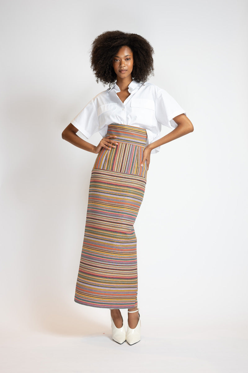 Mashru Jacquard Pencil Skirt With High Waistband 6